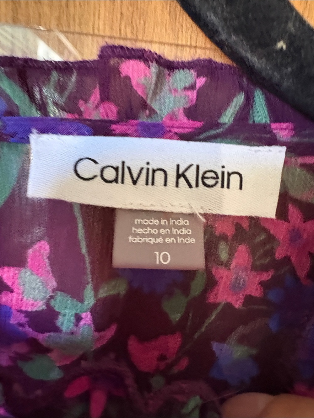 Calvin Klein Purple Floral Long Sleeve Midi Dress - Picture 2 of 7